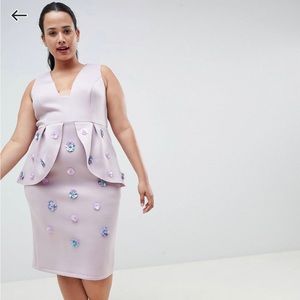 ASOS Design Curve scuba embellished pencil dress